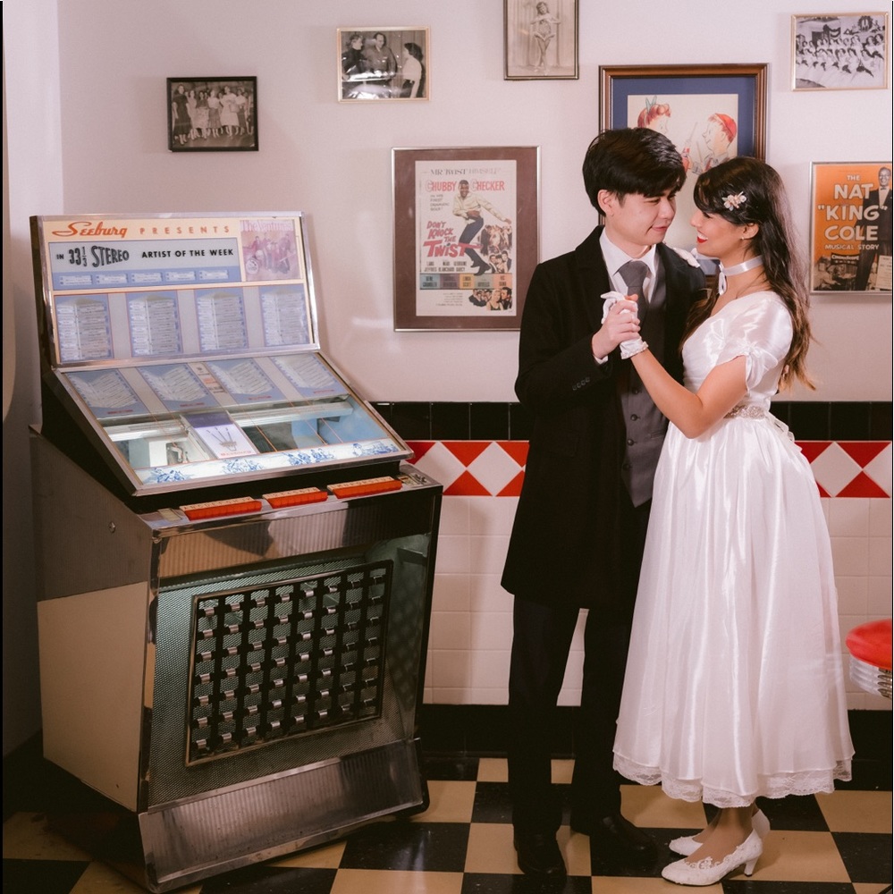 Retro white ball gown